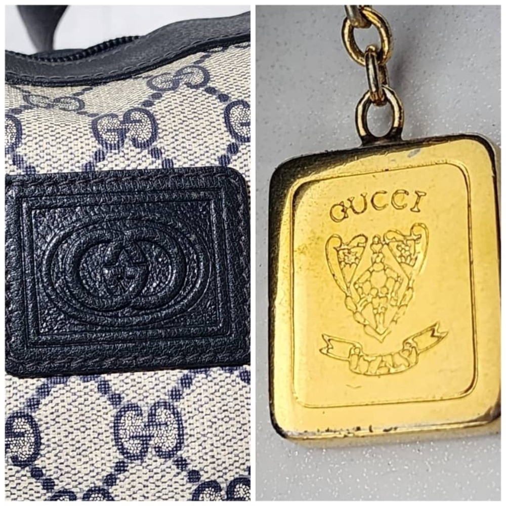 Authentic GUCCI Vintage GG Supreme Canvas Shoulder/Crossbody Bag Beige/Black - Picture 9 of 13